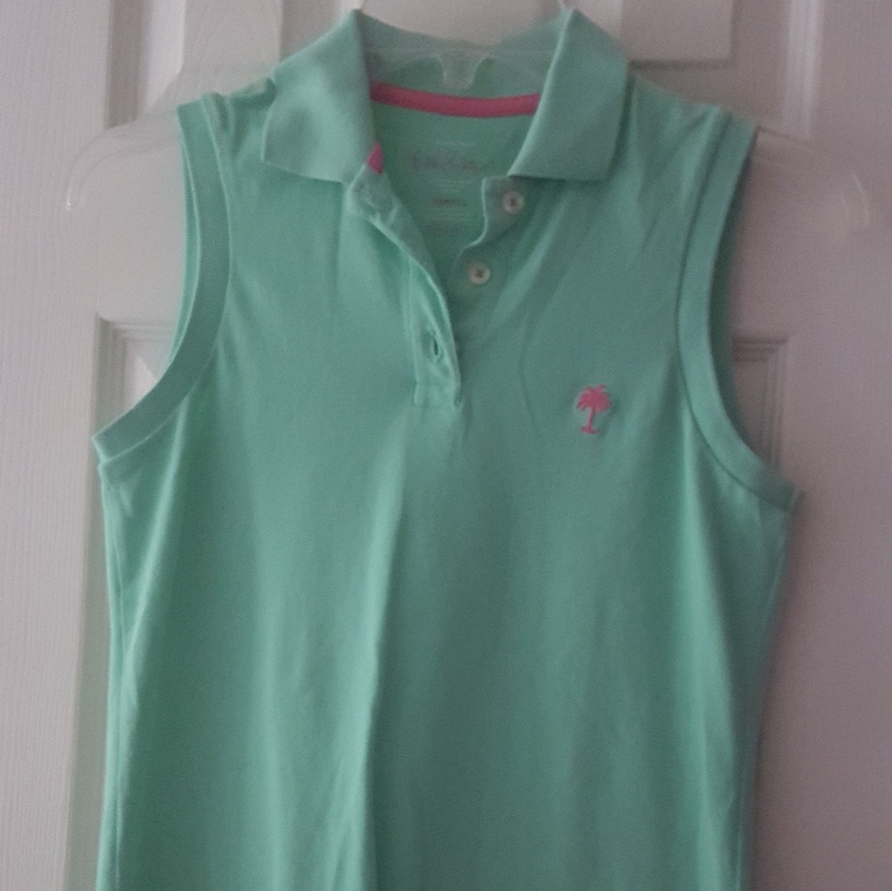 Lilly pulitzer seafoam green sleeveless polo